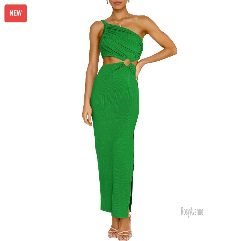 One Shoulder Maxi Dress Cutout Bodycon Sexy Party Evening Formal
